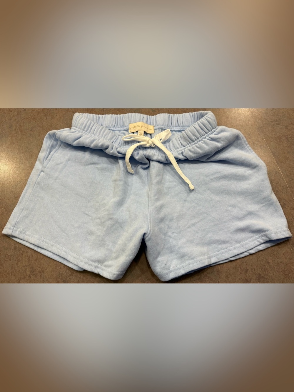 State of Mind Light Blue Drawstring Cotton Shorts